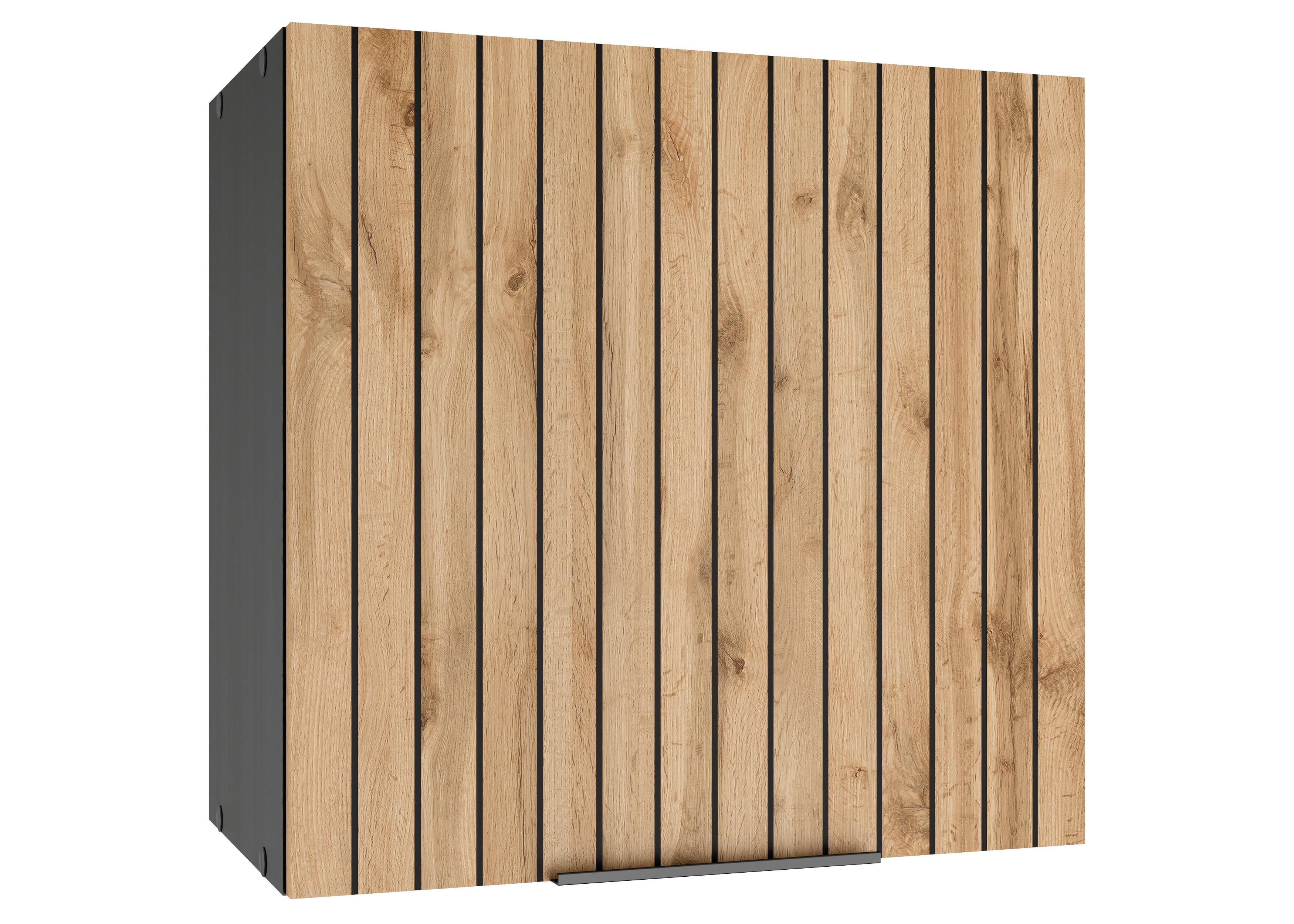 Küchenoberschrank Liverpool Graphit, Eiche Dekor B: 60 cm - Eiche Wotan/Schwarz, Basics, Holzwerkstoff (60/57/34cm) - Held