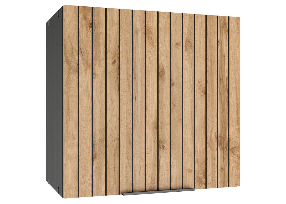 Küchenoberschrank Liverpool Graphit, Eiche Dekor B: 60 cm - Eiche Wotan/Schwarz, Basics, Holzwerkstoff (60/57/34cm) - Held