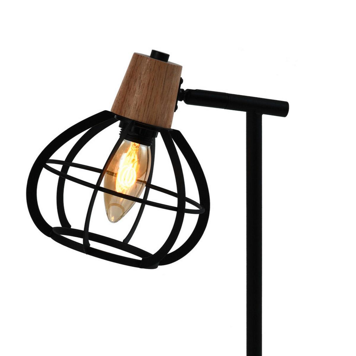 Tischleuchte Schwarz Akaziefarben L: 22 Cm - Schwarz/Akaziefarben, Design, Holz/Metall (22/13/38cm)