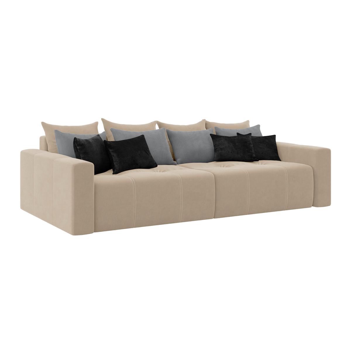 Big Sofa Mit Schlaffunktion Hanna B: 280 Cm Beige - Beige/Schwarz, MODERN, Textil (280/87/145cm)