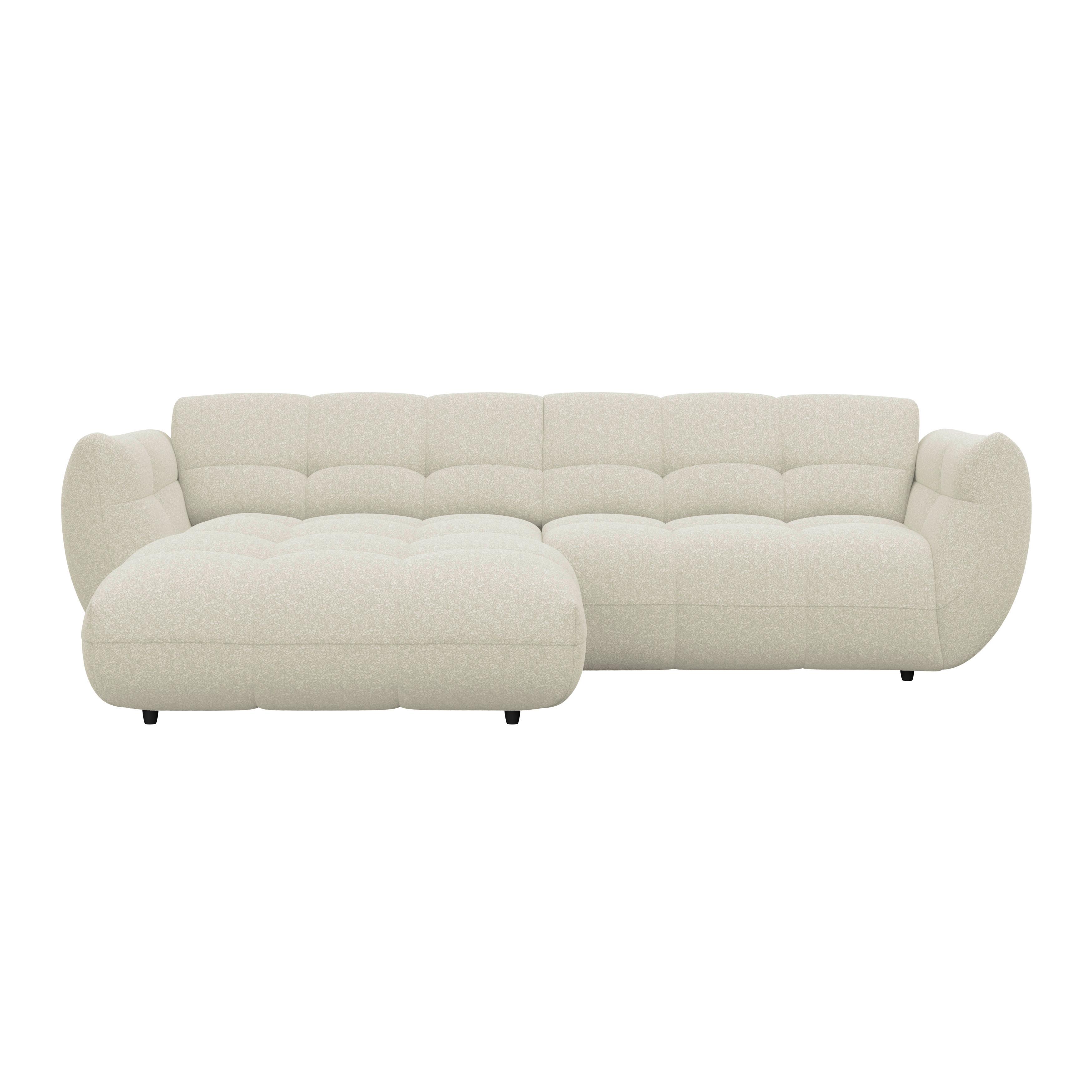 Ecksofa Panda Chenille elfenbein, 178x280cm - Elfenbein/Dunkelgrün, Trend, Textil (178/280cm)
