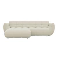Ecksofa Panda Chenille elfenbein, 178x280cm - Elfenbein/Dunkelgrün, Trend, Textil (178/280cm)