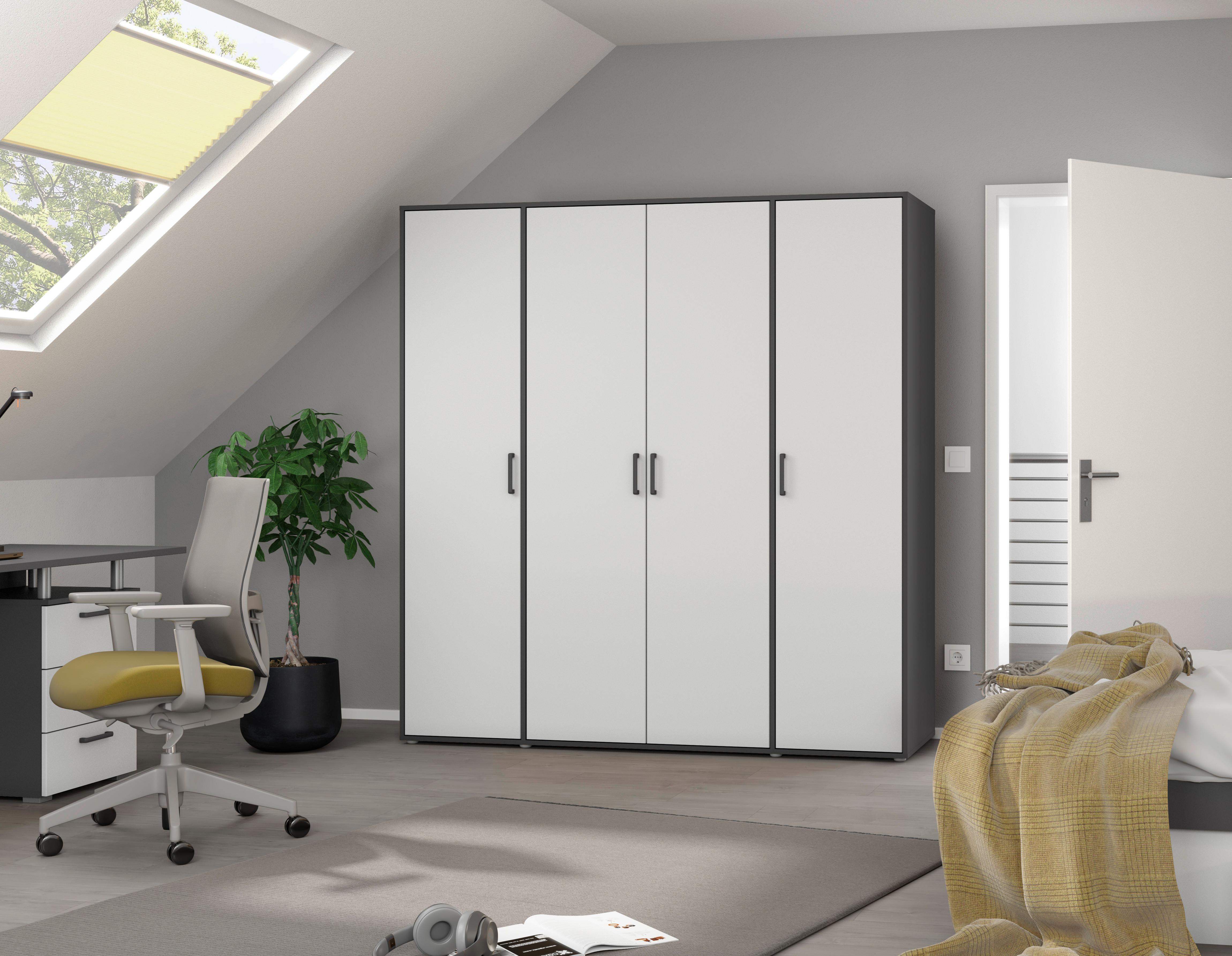 Drehtürenschrank Voyager Grau,weiß B: 187 cm - Weiß/Grau, MODERN, Holzwerkstoff (187/194/53cm) - Rauch Möbel