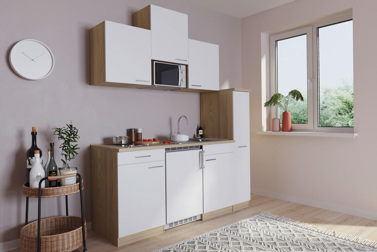 Küchenblock Luis Singleküche 180 Cm - Eichefarben/Weiß, Basics, Holzwerkstoff (180cm) - Respekta