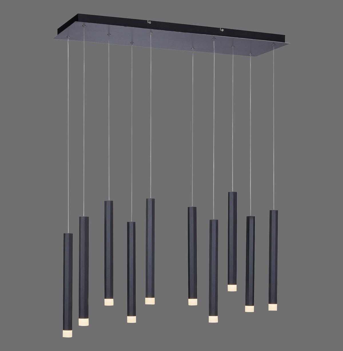LED-Hängeleuchte Bruno H: 120 cm 10-Flammig - Schwarz, Design, Kunststoff/Metall (89/30/120cm)