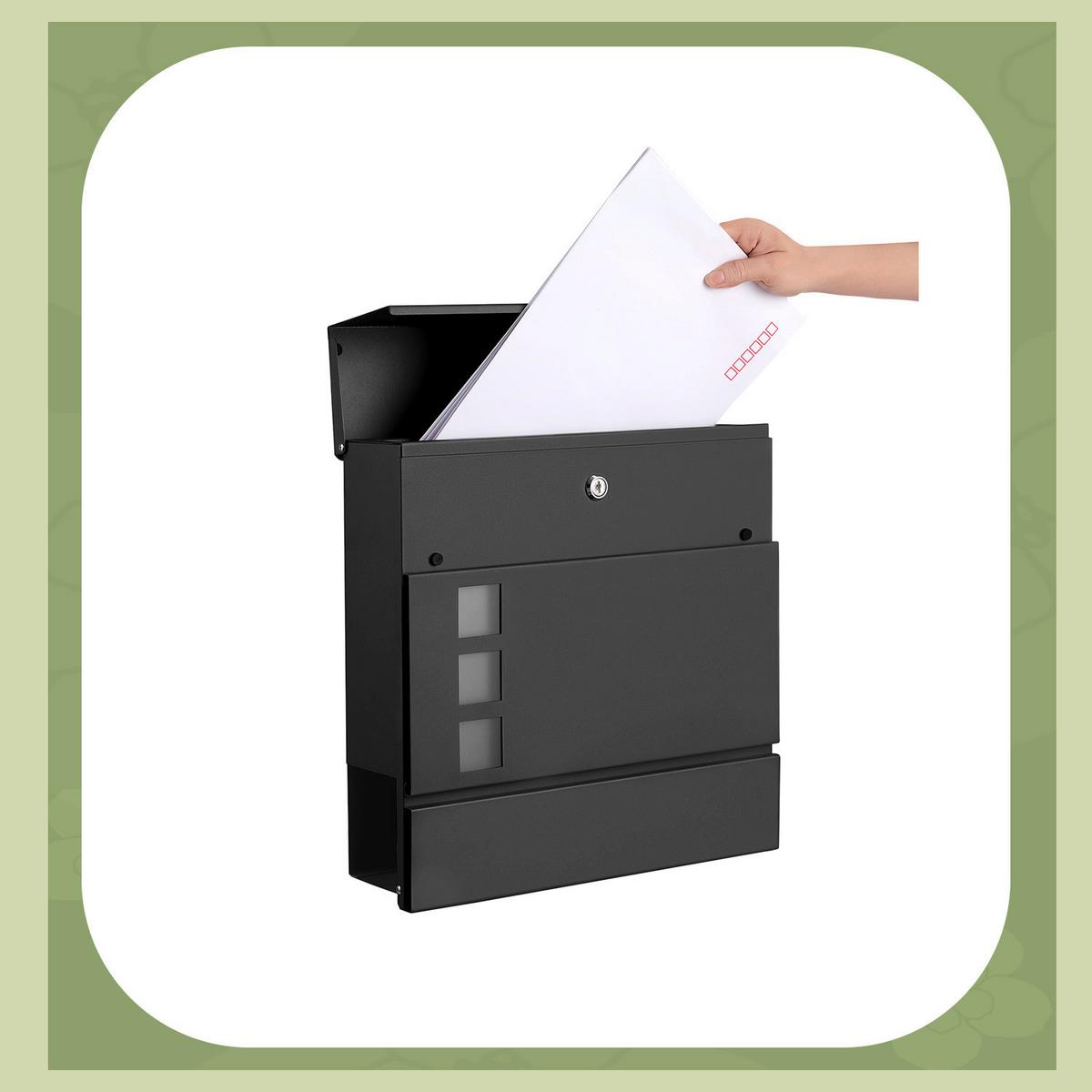 Briefkasten Schwarz B: 37 Cm - Schwarz, Basics, Metall (37/37/10,5cm)