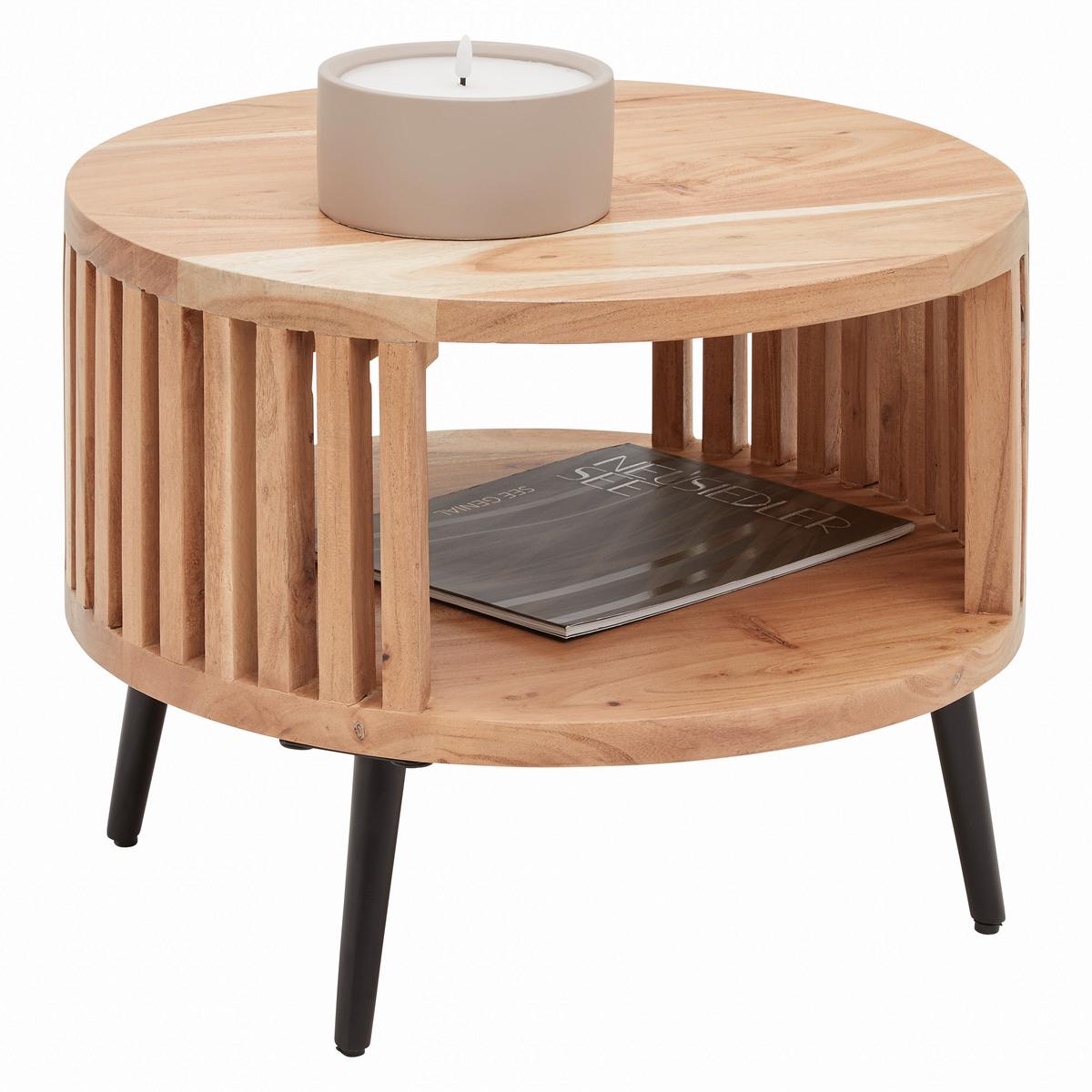 PRÍRUČNÝ STOLÍK MADDI -TREND- - čierna/prírodná farba, Lifestyle, kov/drevo (50/40/50cm) - Mömax