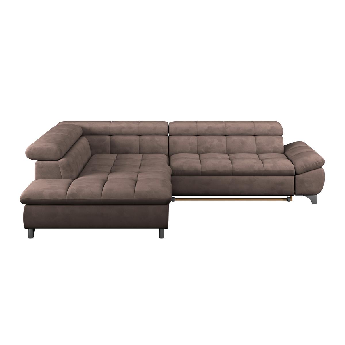 Ecksofa Gemini Dunkelbraun, B: 234cm - Chromfarben/Dunkelbraun, KONVENTIONELL, Textil (234/312cm)