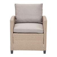 Loungesessel Porto In Rattan-Optik Mit Kissen - Braun/Grau, MODERN, Kunststoff/Textil (65/67/73cm) - Ondega