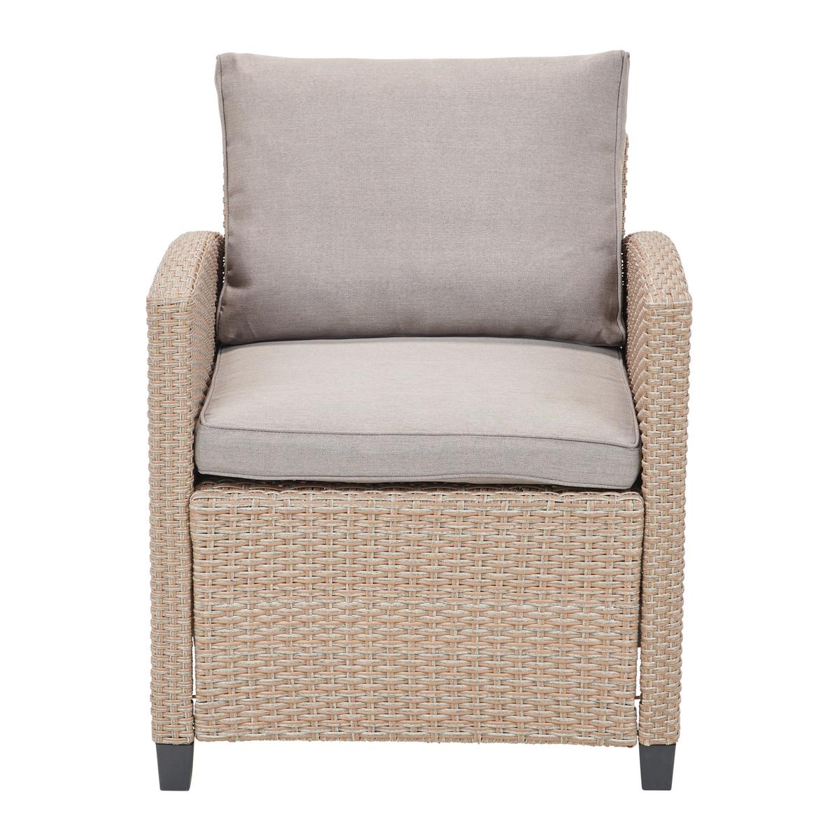 Loungesessel Porto In Rattan-Optik Mit Kissen - Braun/Grau, MODERN, Kunststoff/Textil (65/67/73cm) - Ondega