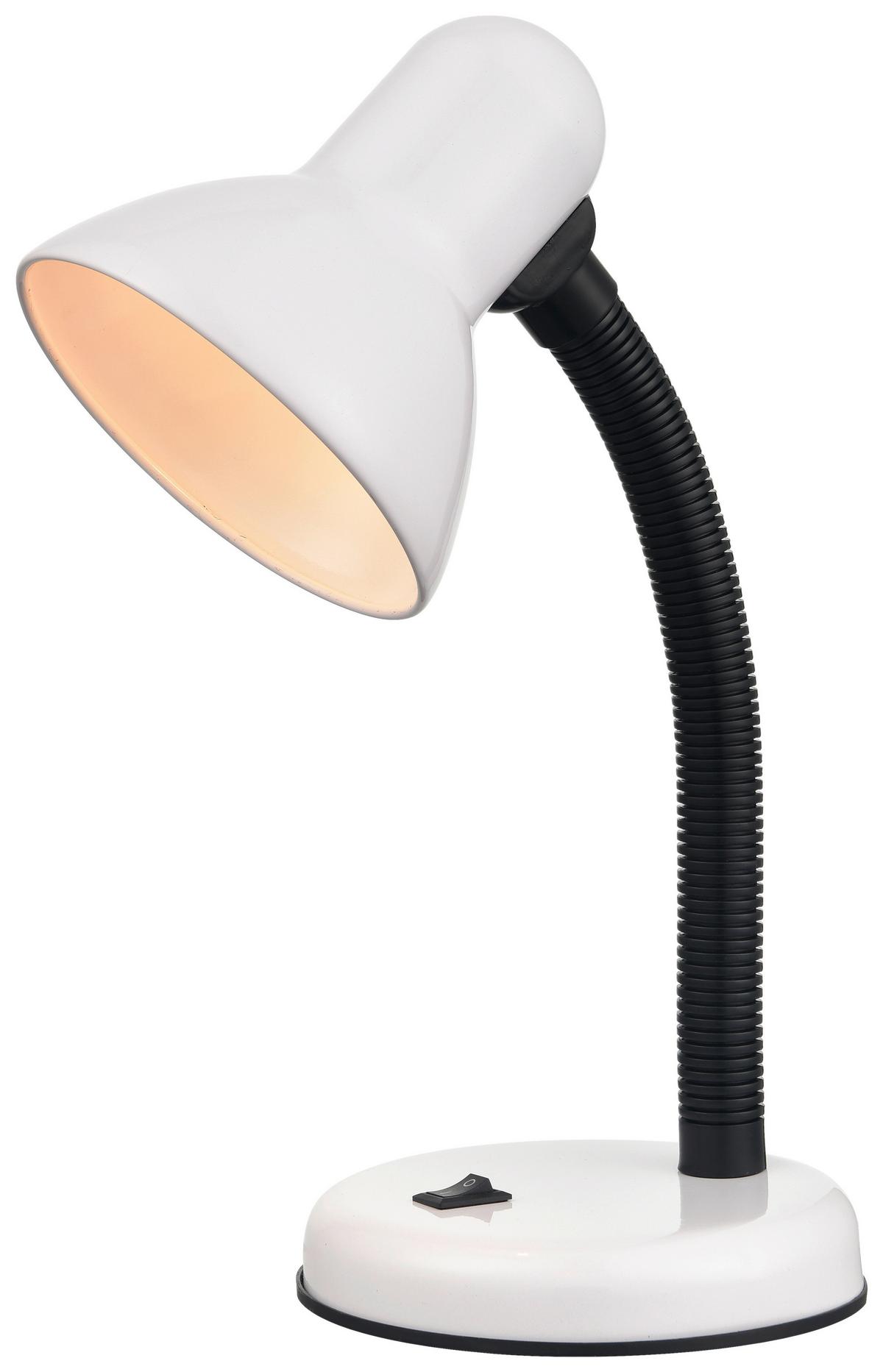 Lampa na písací stôl Leona max. 40 Watt - biela, kov/plast (14,5/14,5/37,8cm) - Mömax
