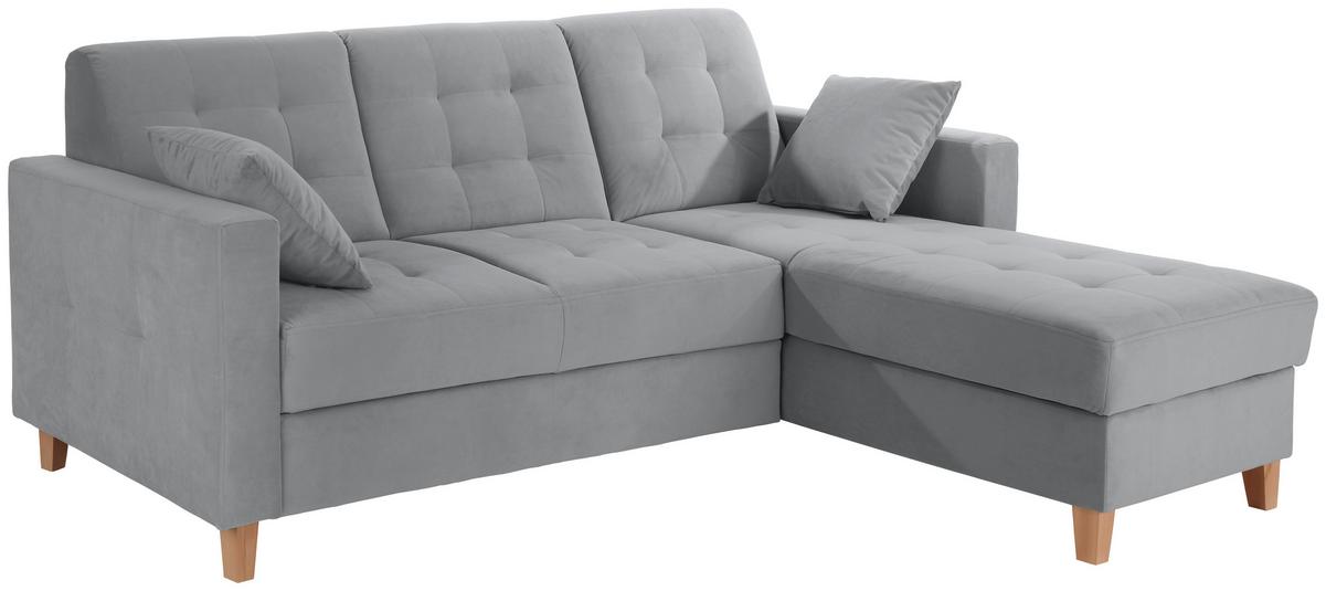 Ecksofa Bergen - Anthrazit/Naturfarben, Design, Textil (231/160cm) - Luca Bessoni