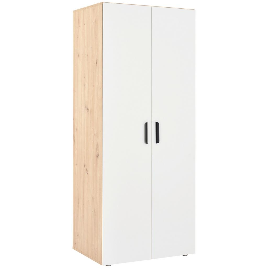 Drehtürenschrank 74cm Basic Two 2D Weiß/Eiche Artisan