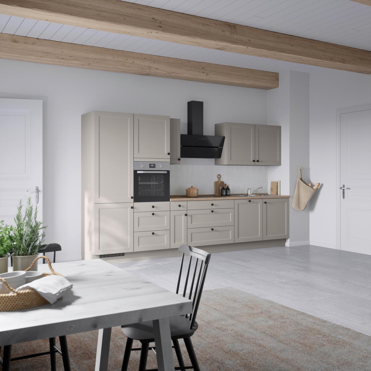 Kuchyňská linka 360 cm, kamenná sivá supermatná - šedá/černá, Moderní, kov/kompozitní dřevo (360cm) - Nobilia
