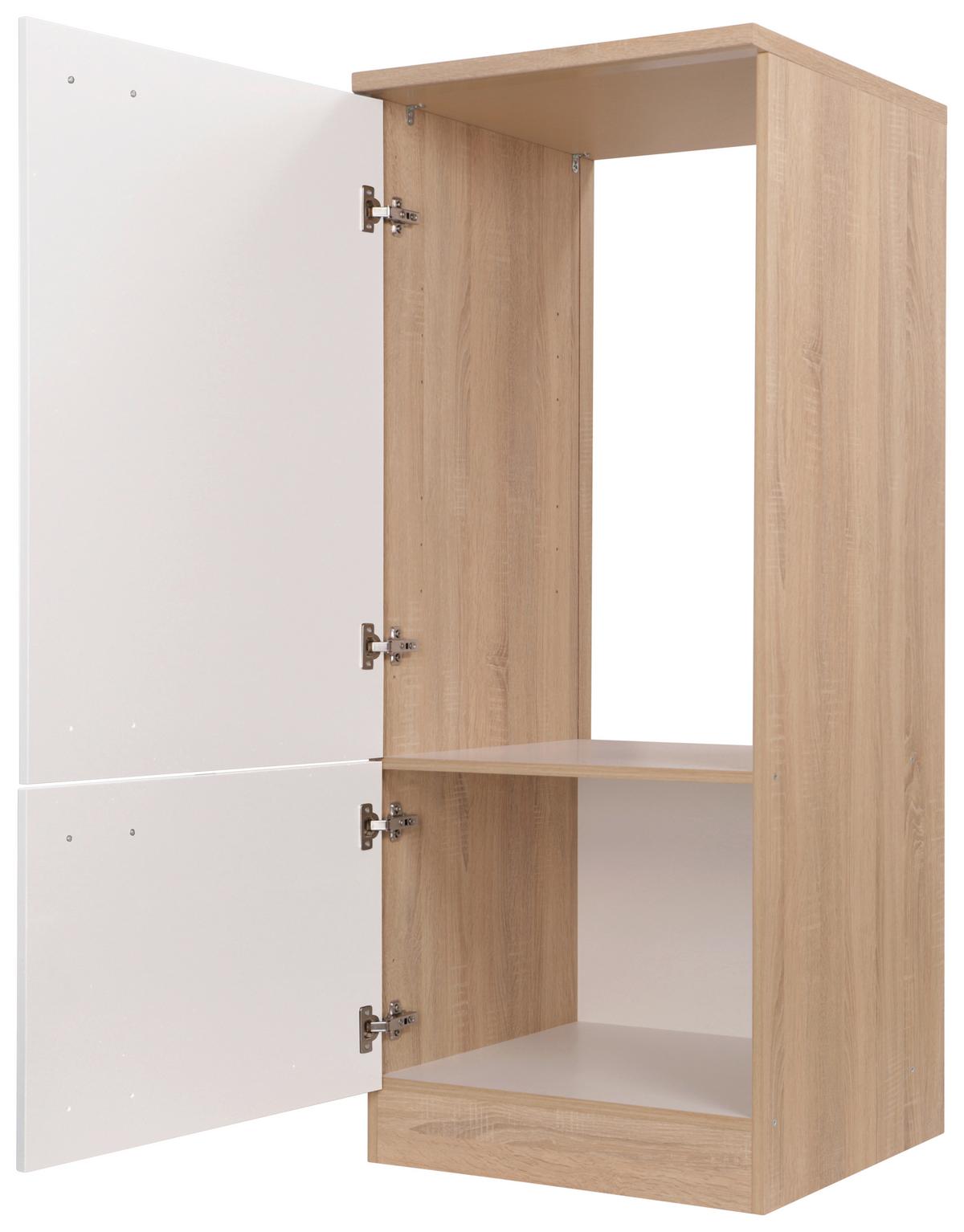 Hochschrank Merle Weiß/Eiche Dekor B:120cm - Eichefarben/Weiß, Basics, Holzwerkstoff (120/144,9/60cm) - Respekta