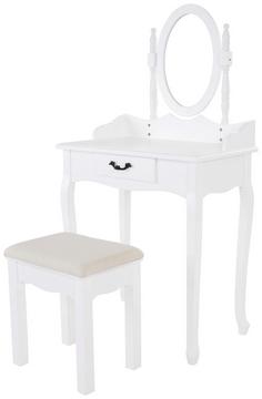 Romantischer Schminktisch mit Hocker in Weiß Romantischer Schminktisch mit Hocker in Weiß