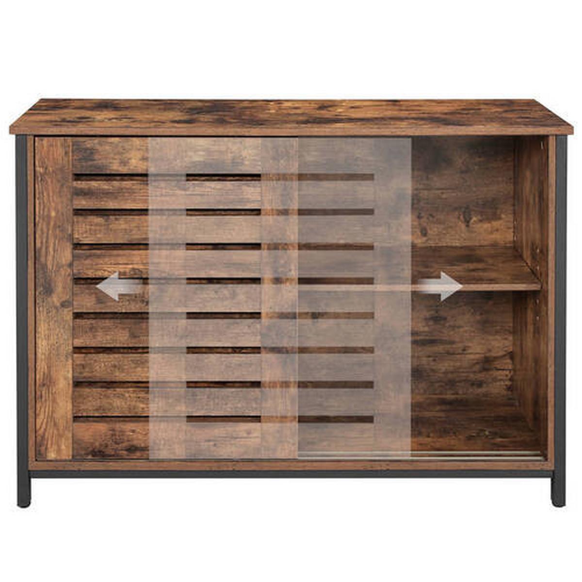 Kommode B: 100 cm Braun/Schwarz - Schwarz/Braun, Trend, Holzwerkstoff/Metall (100/70/35cm) - Boxxx