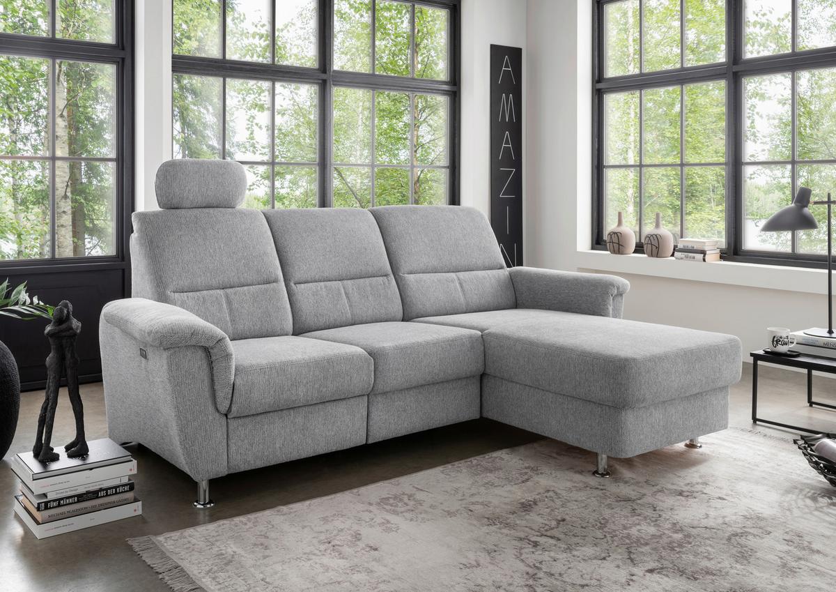 Ecksofa mit Stauraum Parole Silberfarben Chenille - Chromfarben/Silberfarben, MODERN, Textil (231/165cm) - Livetastic