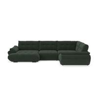 Sedací souprava VIVO U, pravá, lesní zelení žinylka - černá/lesní zelená, Moderní, textil/plast (179/402/293cm)