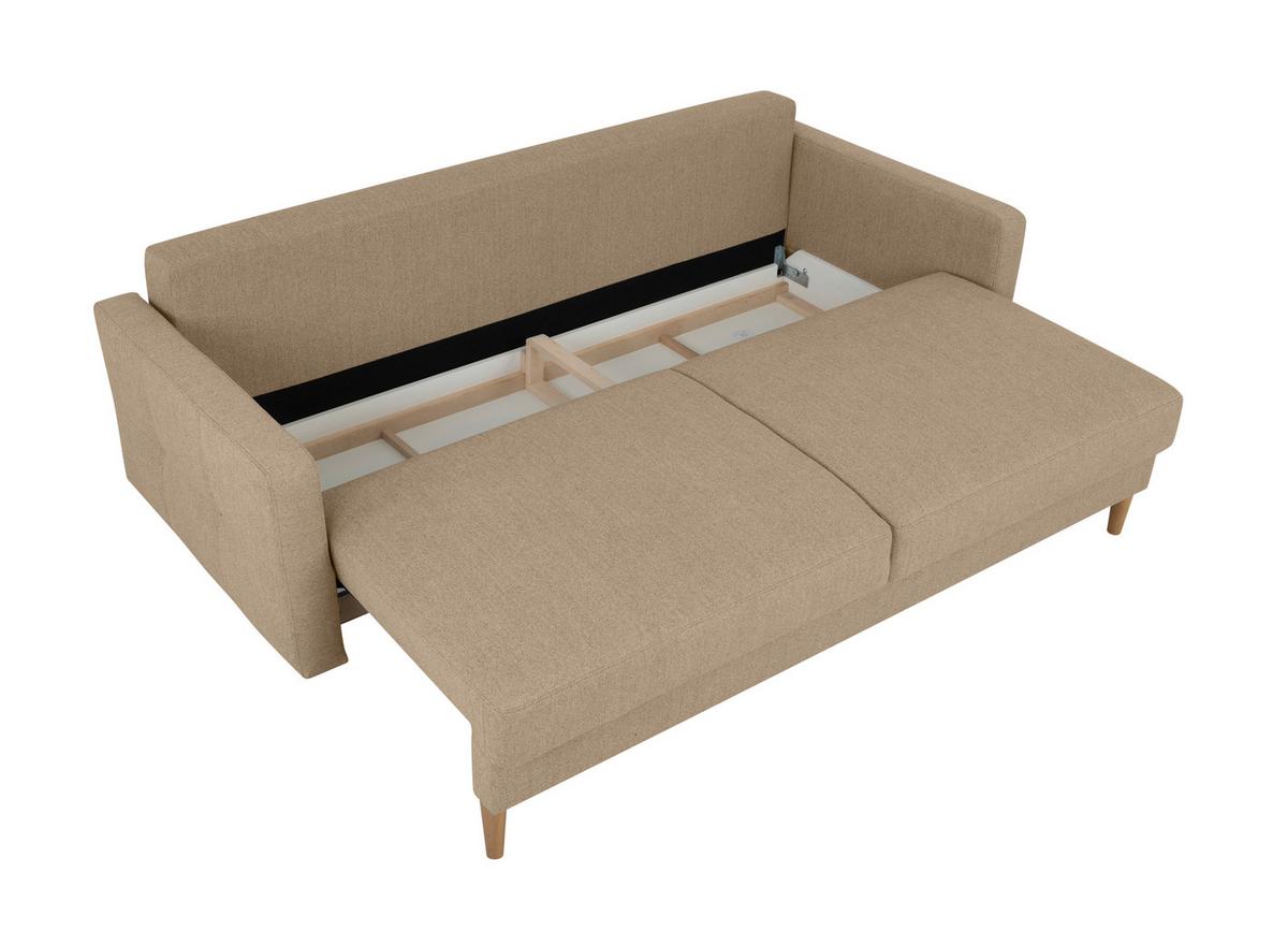 Schlafsofa Noret, Hellbraun B: 222 Cm - Hellbraun/Buchefarben, Design, Textil (222/93/99cm) - MID.YOU