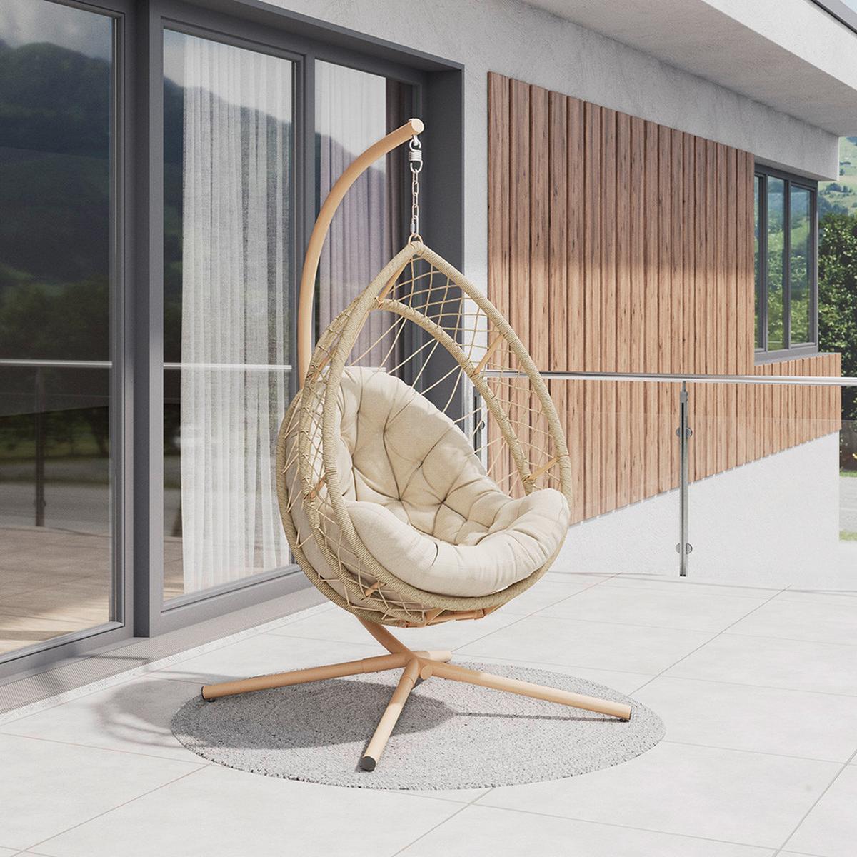 ZÁVĚSNÉ KŘESLO LIME - světle žlutá/béžová, Moderní, kov/textil (99/191/120cm) - Mömax