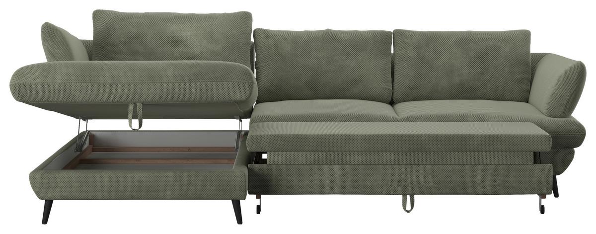 Ecksofa Balou, Grün S: 181x281 cm - Schwarz/Grün, Design, Textil (181/281cm) - Livetastic