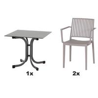 Gartengarnitur T20189 - Taupe/Anthrazit, Basics, Holzwerkstoff/Kunststoff (57/80/56cm) - Siena Garden