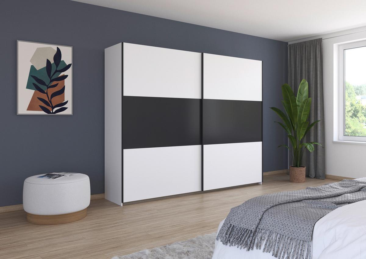 Schwebetürenschrank Neo Grau Weiß B: 261 cm - Weiß/Grau, MODERN, Holzwerkstoff (261/210/59cm) - Rauch Möbel