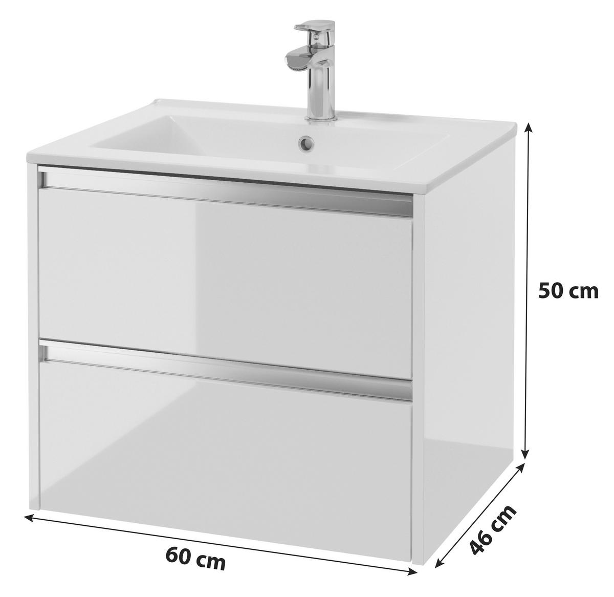Waschbecken Mit Unterschrank Nena B: 60 Cm Weiß - Weiß, Basics, Keramik/Holzwerkstoff (60cm) - MID.YOU