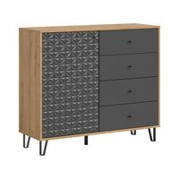 Highboard Prisma, Anthrazit B: 110 Cm - Anthrazit/Schwarz, Design, Holzwerkstoff (110/96/40cm) - Livetastic