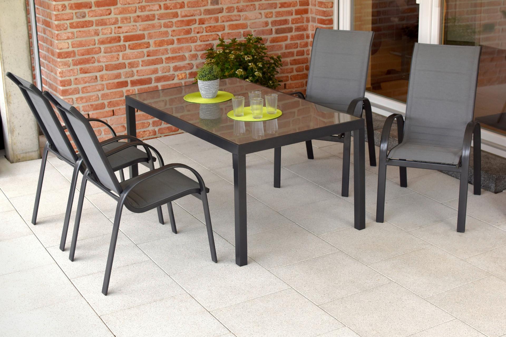 Gartensessel Stapelbar Amalfi Aluminium - Anthrazit/Graphitfarben, MODERN, Kunststoff/Metall (57/105/77cm) - Gardenson