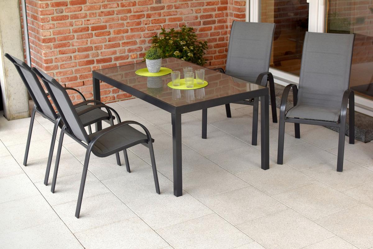 Gartensessel Stapelbar Amalfi Aluminium - Anthrazit/Graphitfarben, MODERN, Kunststoff/Metall (57/105/77cm) - Gardenson