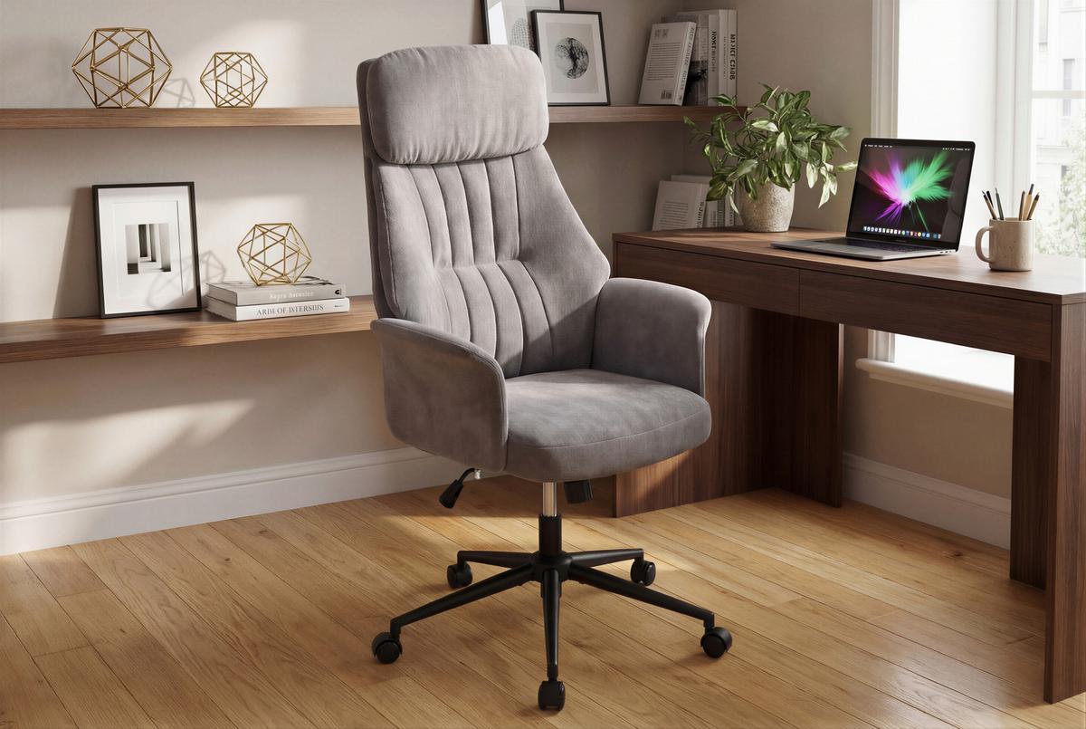 Drehstuhl Austin Grau B: 66 cm - Schwarz/Grau, MODERN, Holz/Kunststoff (66/114/122/64cm) - Livetastic