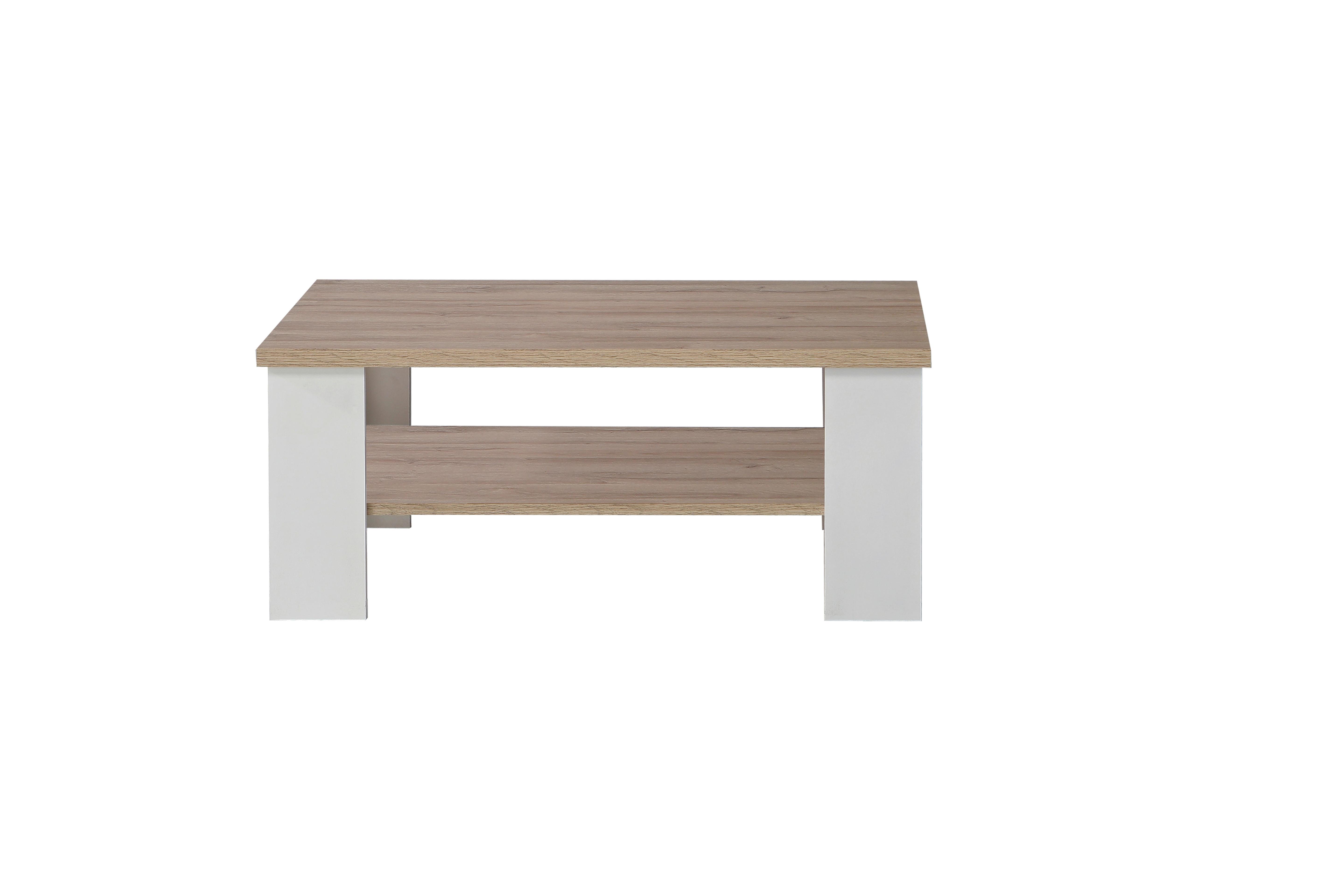 Dohányzóasztal Elara - Bianco tölgy/Fehér, modern, Faalapú anyag (107/42,8/67cm)