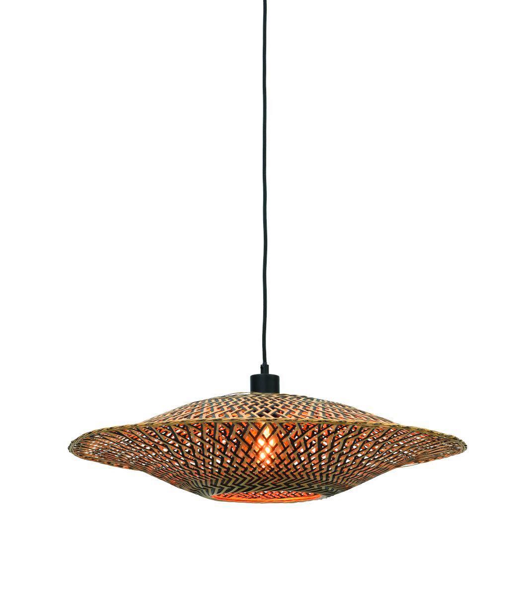 Hängeleuchte Bali H: 15 cm 1-Flammig höhenverstellbar - Hellbraun/Schwarz, Natur, Naturmaterialien (60/15cm) - Good & Mojo