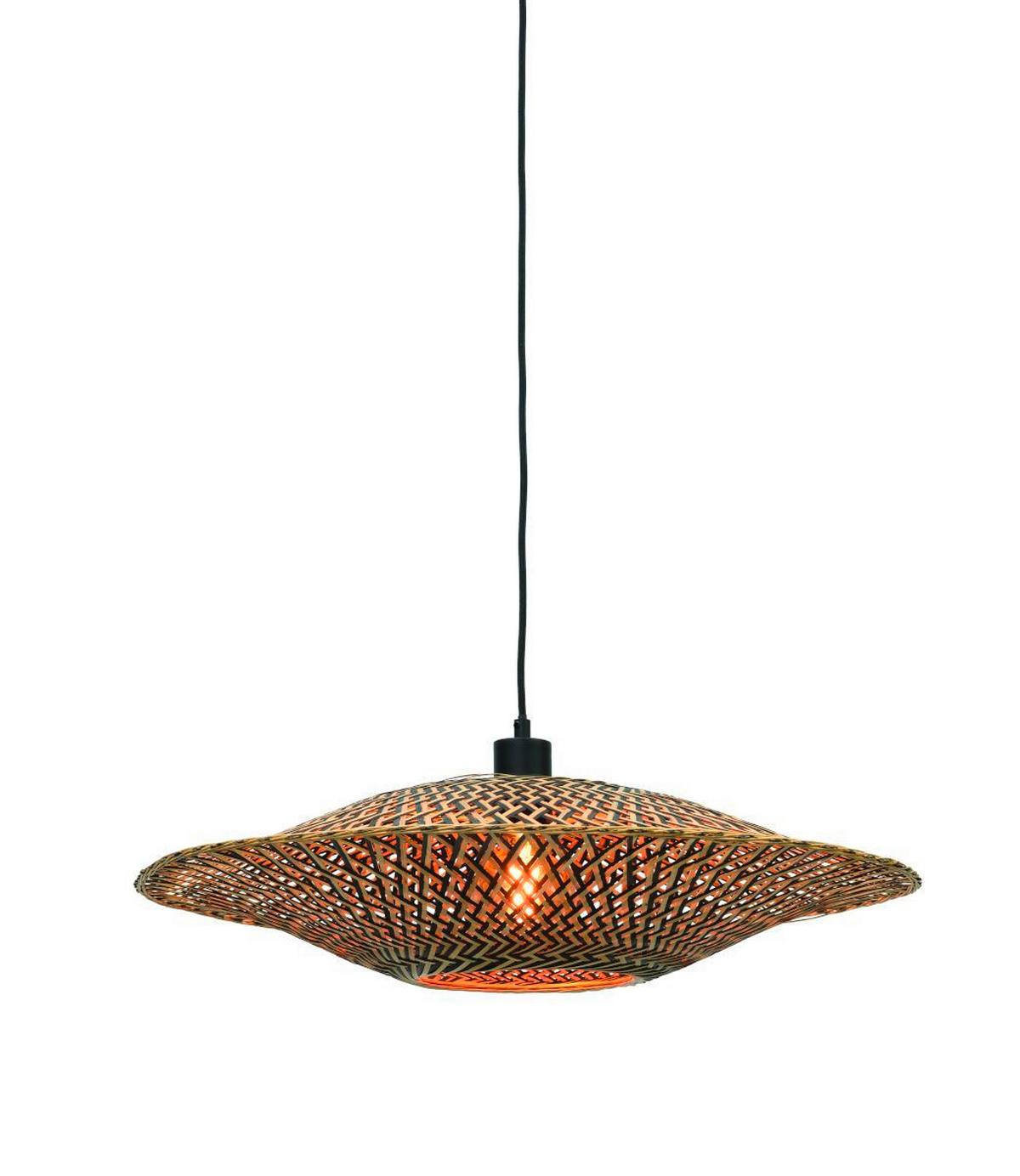 Hängeleuchte Bali H: 15 cm 1-Flammig höhenverstellbar - Hellbraun/Schwarz, Natur, Naturmaterialien (60/15cm) - Good & Mojo
