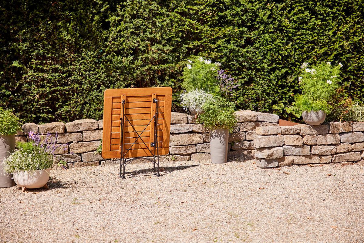 Gartentisch Klappbar Robinienholz/Metall L 80 cm - Robinienfarben/Schwarz, KONVENTIONELL, Holz/Metall (80/80/78cm) - Siena Garden