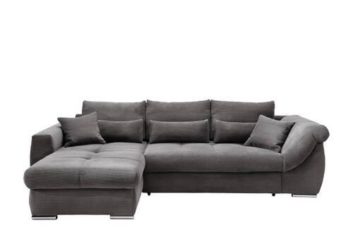 Ecksofa Federico Grau S: 188/302 Cm - Chromfarben/Grau, MODERN, Holz/Textil (188/302cm) - MID.YOU