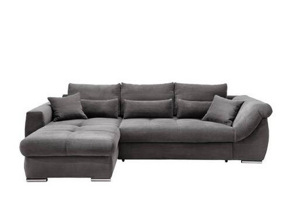 Ecksofa Federico Grau S: 188/302 cm - Chromfarben/Grau, MODERN, Holz/Textil (188/302cm) - MID.YOU
