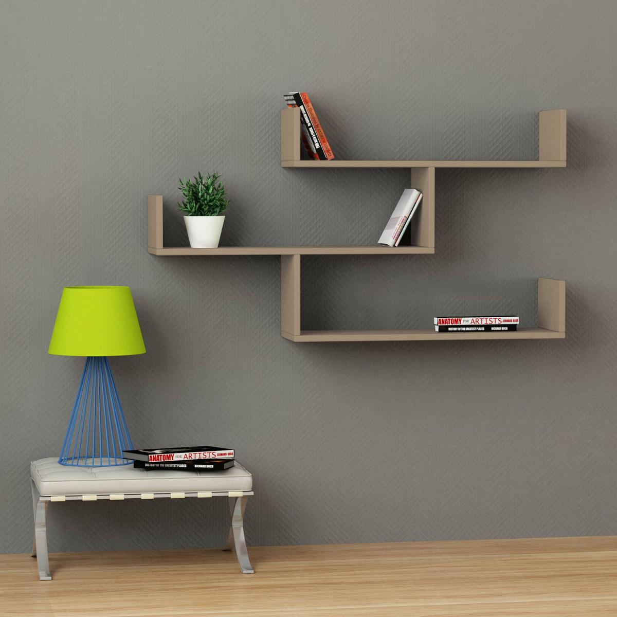 Wandregal Tibet Wandregal - Beige, Design, Holzwerkstoff (120/67/22cm) - Livetastic