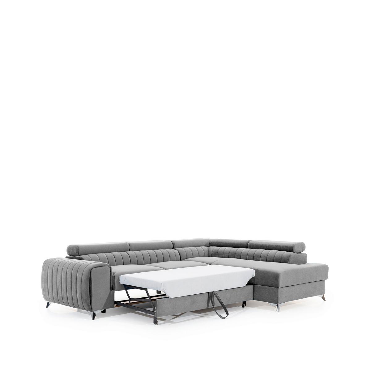 Ecksofa Lauernce Hellgrau S: 278x205cm - Silberfarben/Hellgrau, Design, Textil (278/205cm) - MID.YOU