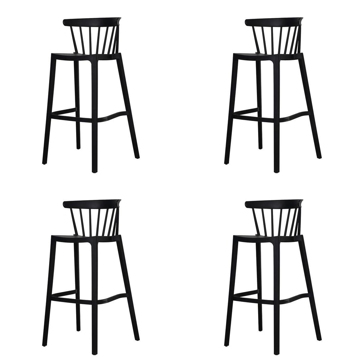 Stuhl 4x Windson – Barstuhl Schwarz - Schwarz, Basics, Kunststoff (56/103/55cm)
