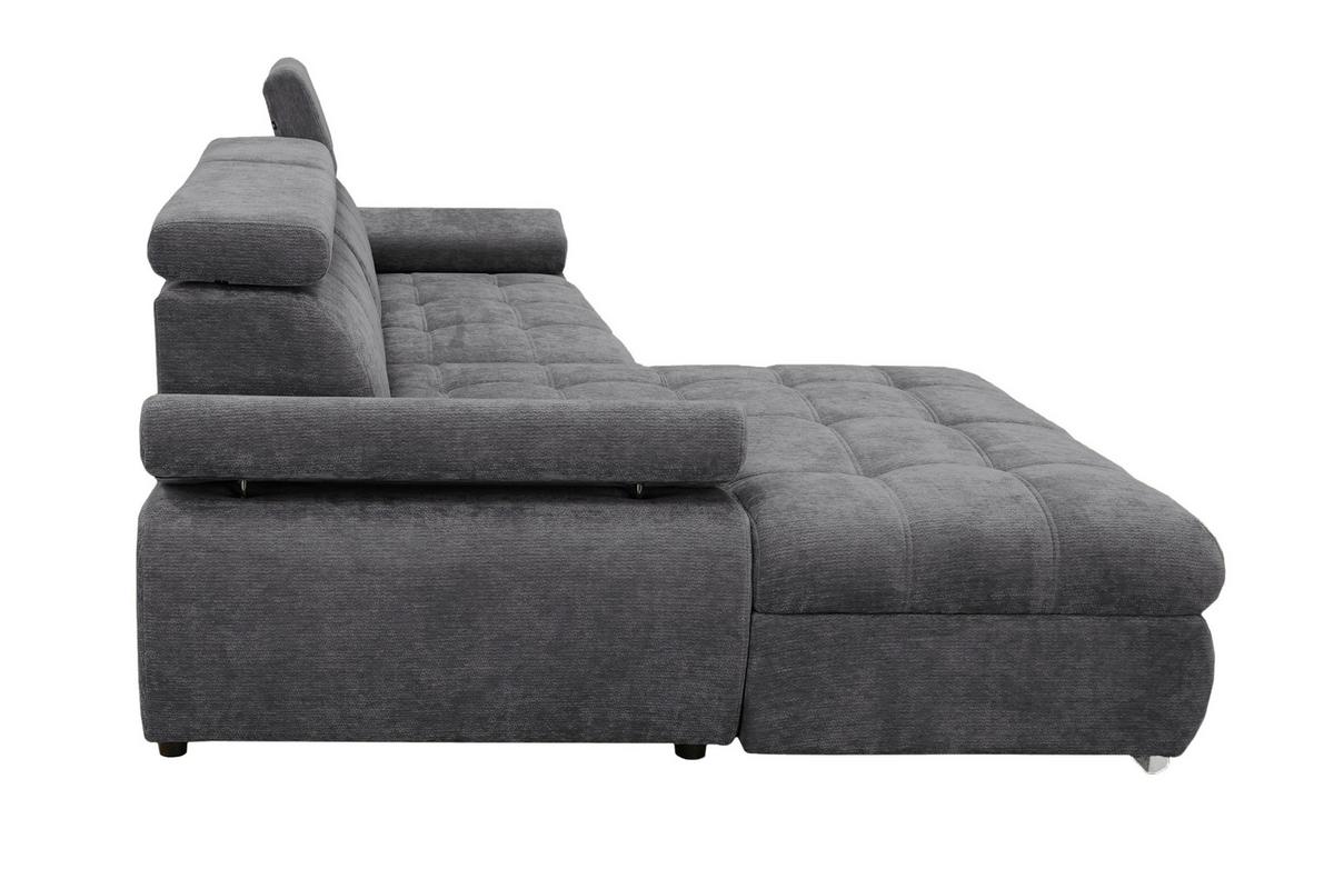 Rohová sedačka VEGAS, ľavá, tmavosivá ženilka - strieborná/tmavosivá, Design, drevo/textil (173/294cm)
