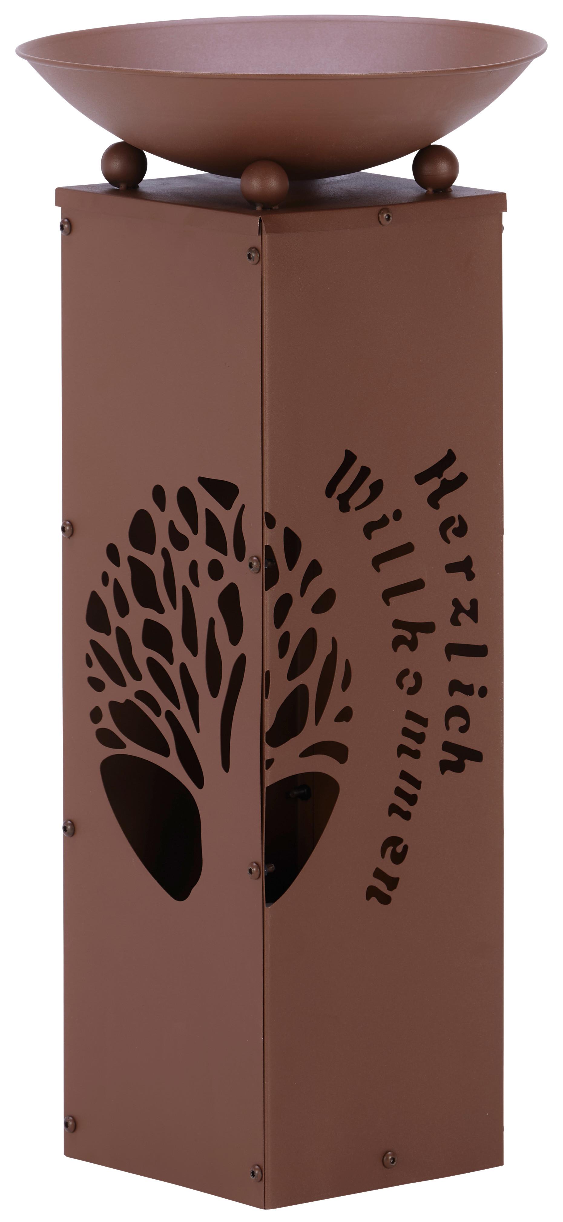 Led Dekosäule mit Schale Welcome H: 59 cm - Rostfarben, Basics, Metall (28/28/59cm)