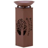 Led Dekosäule mit Schale Welcome H: 59 cm - Rostfarben, Basics, Metall (28/28/59cm)