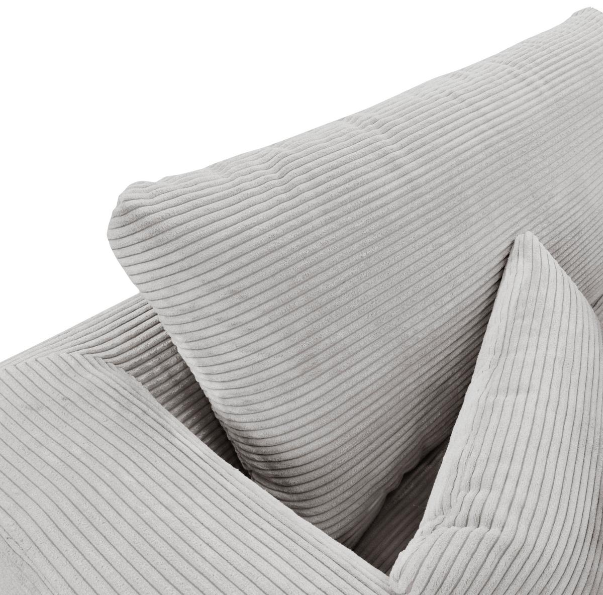 Ecksofa Berlin Cord Hellgrau 172x313 cm - Hellgrau/Schwarz, Design, Textil (172/313cm) - Livetastic