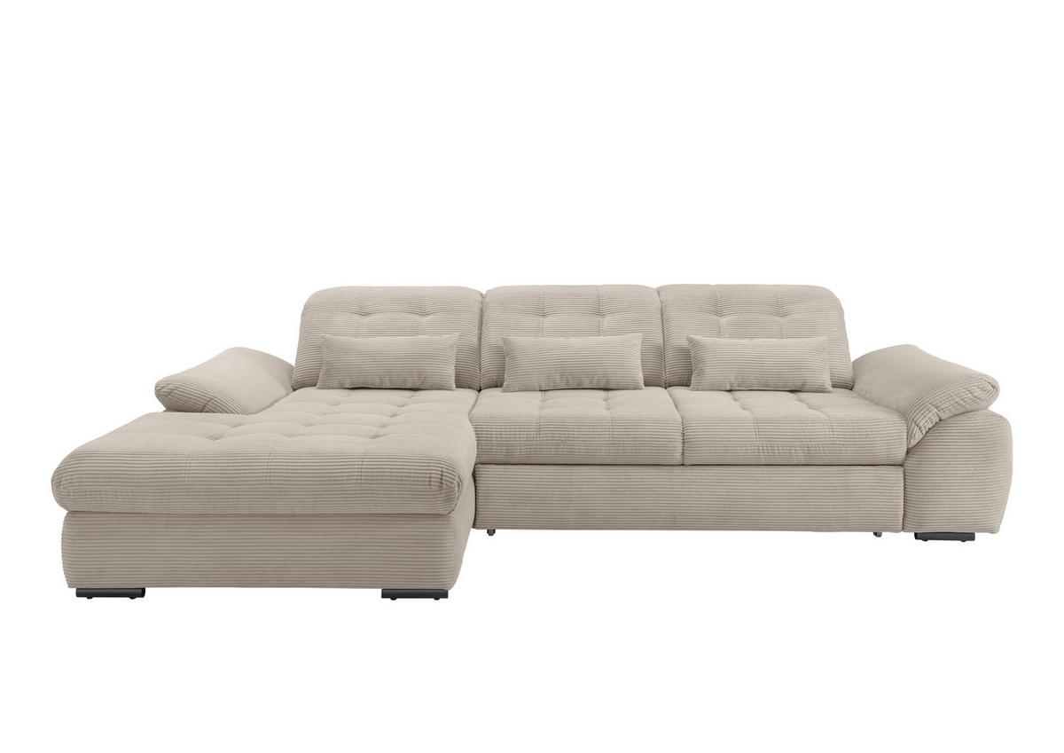 Ecksofa Mit Bettkasten Rigatti Beige S: 184x314 Cm - Beige/Schwarz, MODERN, Textil (184/314cm) - Livetastic
