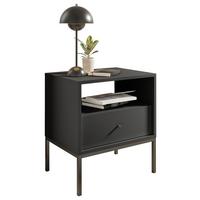 Nachkästchen Graphitfarben H: 56 cm Ines - Schwarz/Graphitfarben, MODERN, Holzwerkstoff (54/56/39cm) - MID.YOU