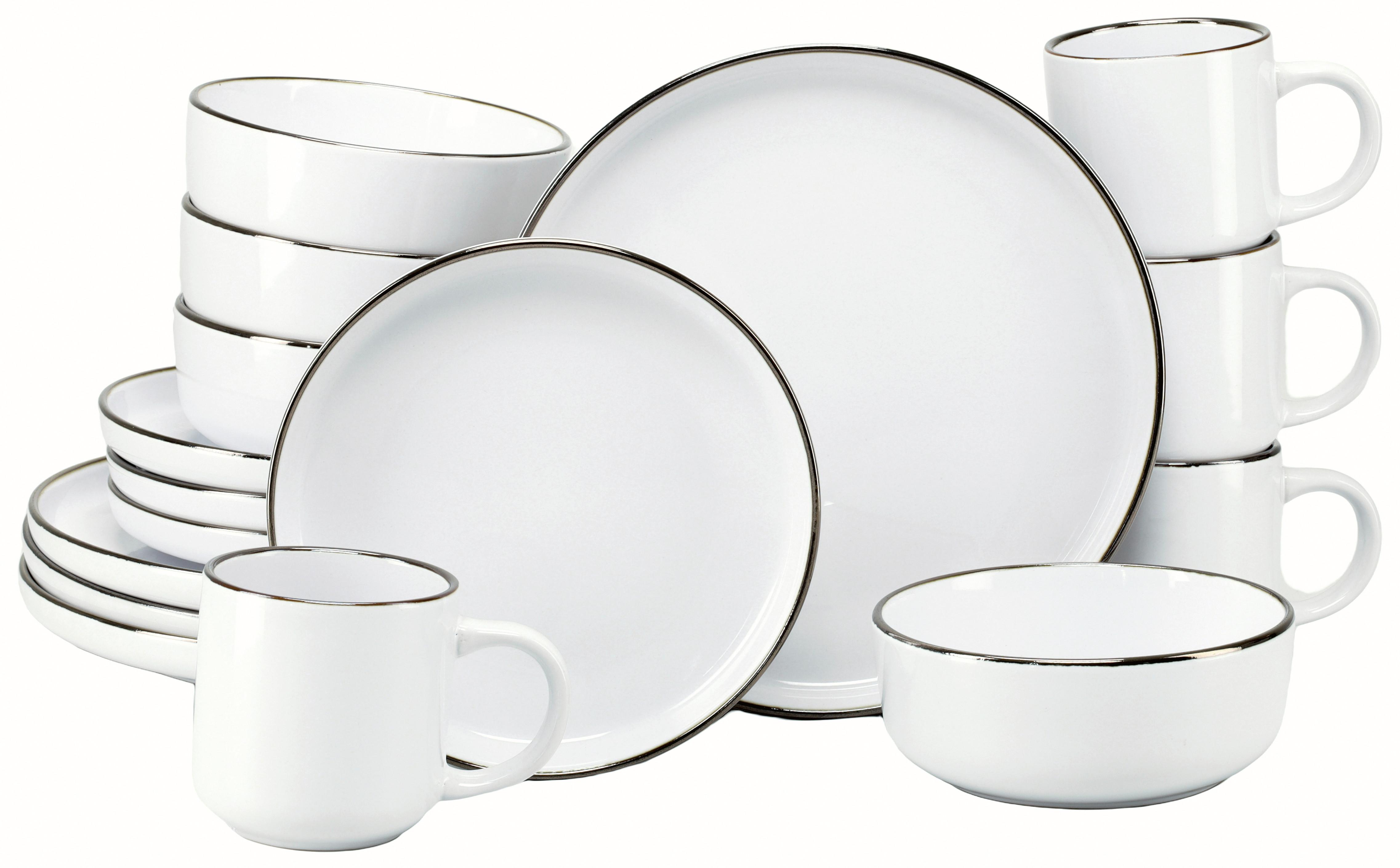 KOMBISERVICE 24796 NORDIC FESTIVE WEISS - Goldfarben/Weiß, Basics, Keramik - Creatable