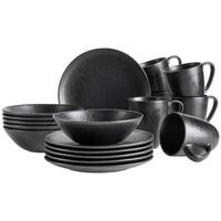 Frühstücksset Essential Schwarz, 18-teilig - Schwarz, Trend, Keramik - Mäser